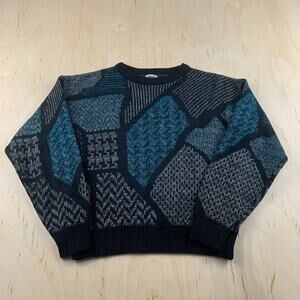 Vintage Tomorrow’s Generation Knit Sweater Mens Medium Geometric 90s USA